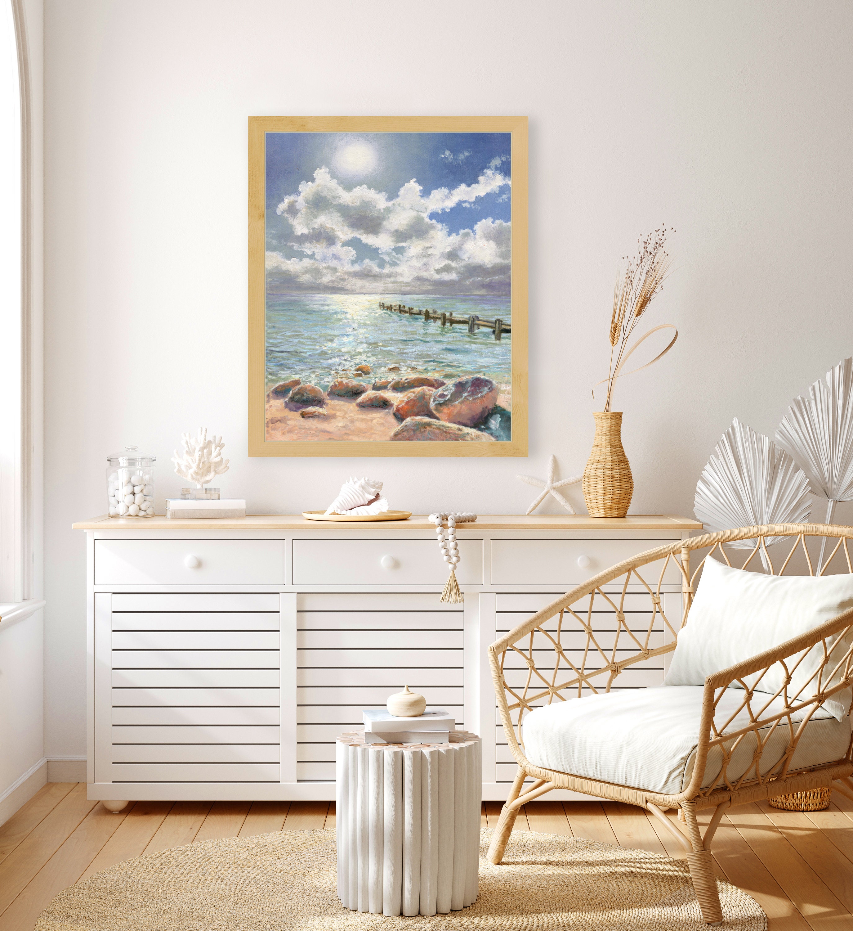 Tabelau sur Toile Coucher de soleil Plage Mer 90x60 | Leroy Merlin