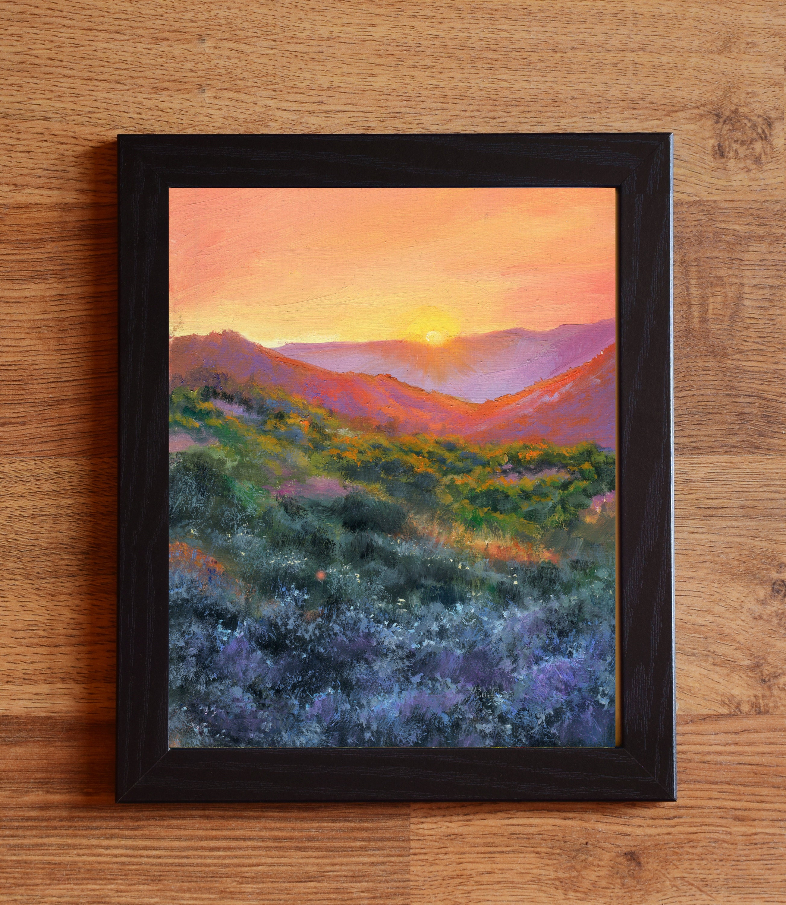 Desert Landscape ORIGINAL Painting, Colorful Desert Artwork, Mountains  Desert Oil Painting, Sunset Painting Wall Art, Sky Colors, Nature Art 