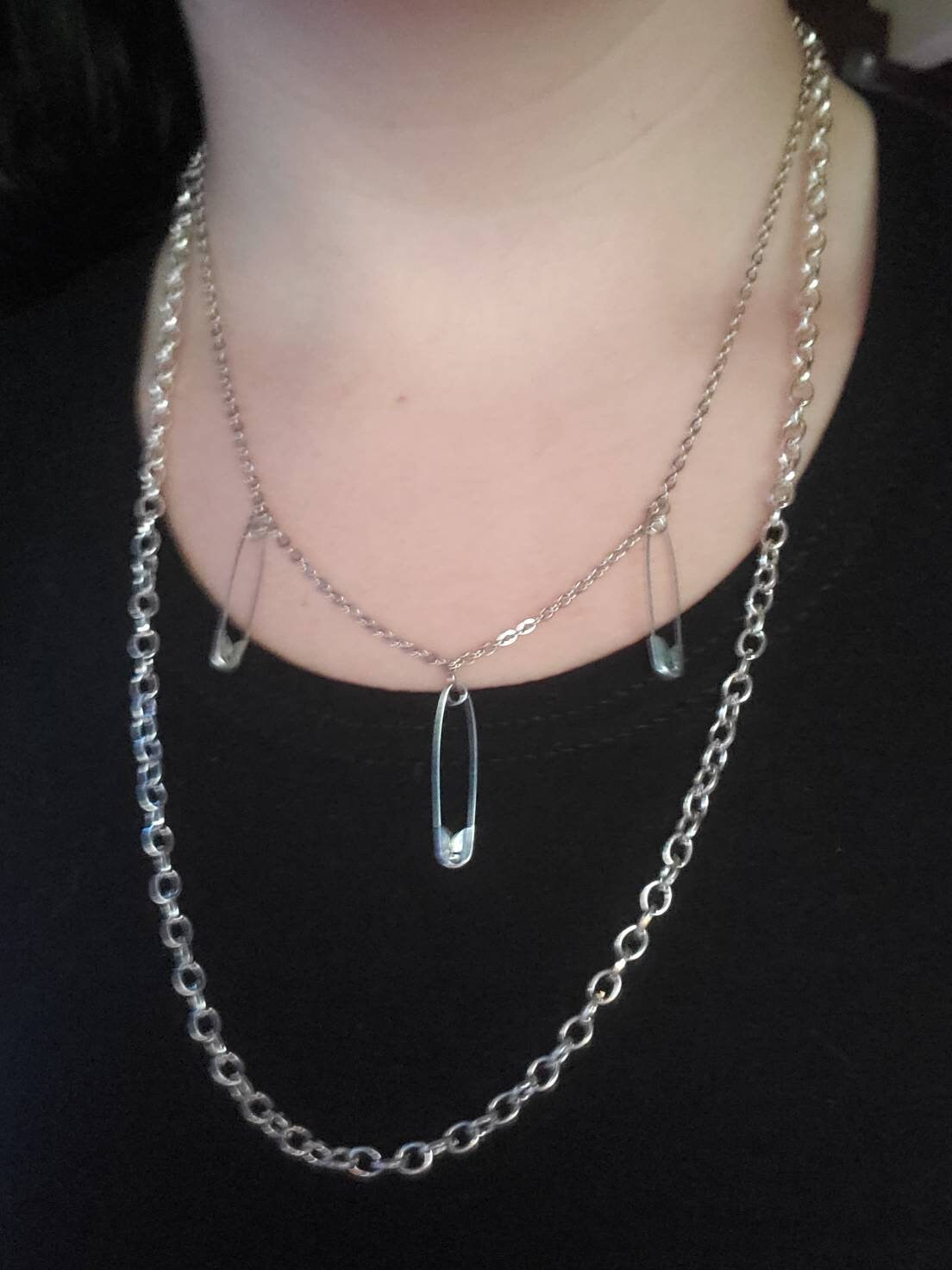 Double chain and paperclip adjustable necklace Etsy