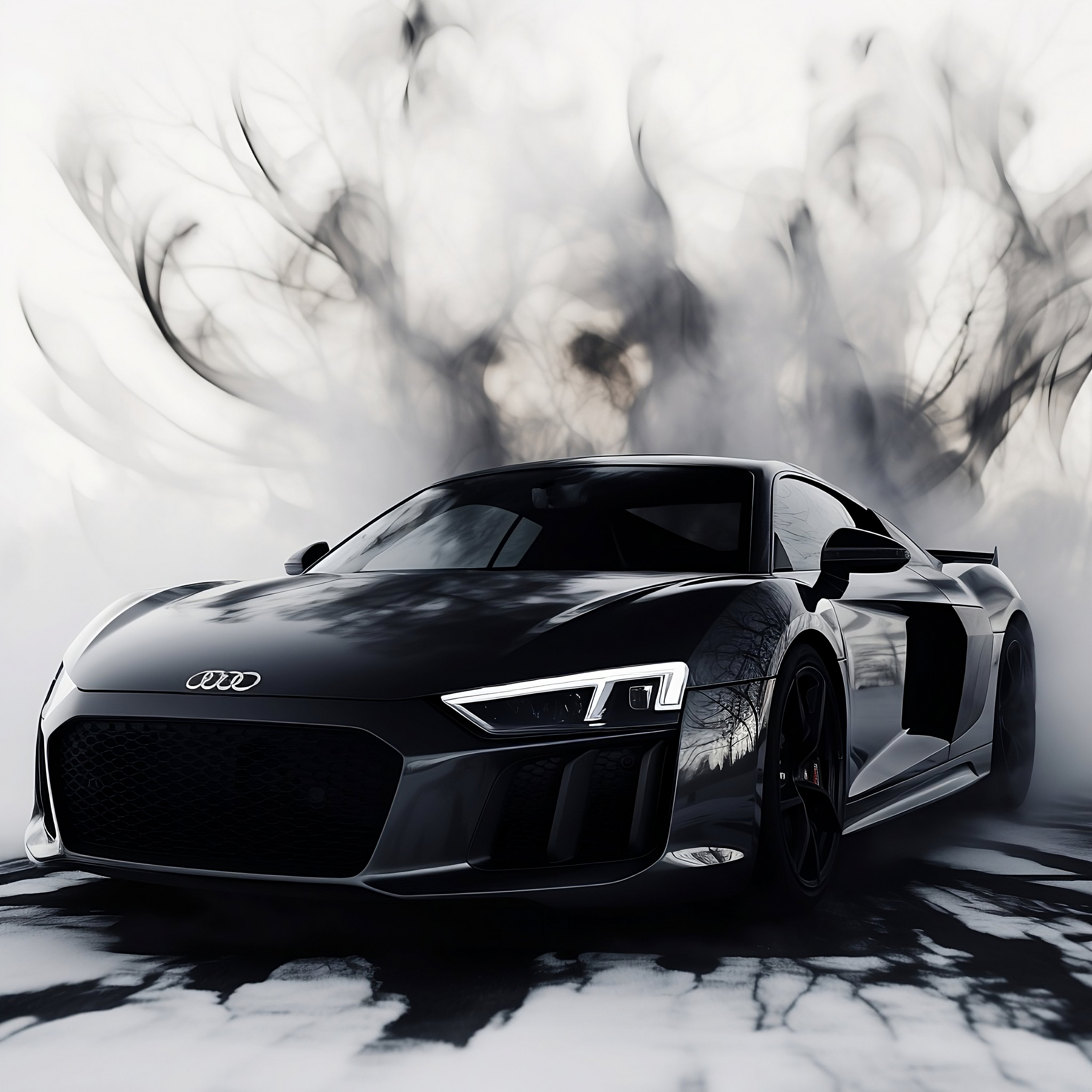 Buy Black Sleek Audi R8 Minimalist Abstract Sports Car in Garage With Black  and White Abstract Background DIGITAL DOWNLOAD Online in India 
