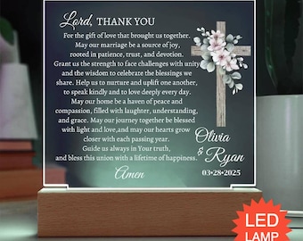 Custom Marriage Prayer Wedding Gift for Bride and Groom - Personalized Christian Plaque for Newlyweds