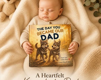 Premier livre personnalisé pour la fête des pères pour jumeaux • Cadeau pour un nouveau père de deux enfants • Souvenir de papa personnalisé • Cadeau pour le nouveau père de jumeaux