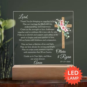 Custom Marriage Prayer Wedding Gift for Bride and Groom - Personalized Christian Plaque for Newlyweds
