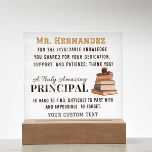 Principal Gift Appreciation Thank You, Retirement Gift for School Principal Custom Plaque - End of Year Gif
