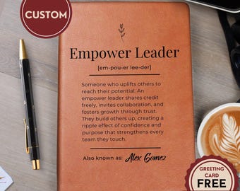 Leader Difference Maker Journal, A5 Custom Leather Lined Notebook, Coworker Gifts  Coach Mentor Appreciation Thank You Gift