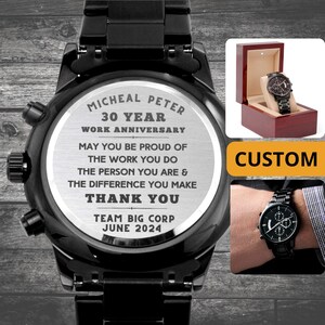 Custom 30 year Work Anniversary Recognition Gift Employee Appreciation Watch - Watch for Thirty Years of Service, Retirement Gift