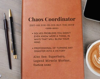 Chaos Coordinator Personalized Journal, Definition Gift, Employee Appreciation Gift, Admin Assistant, HR Thank You, Custom Teacher gift