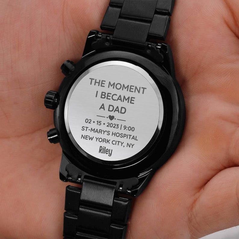 1st fathers day gift | Moment I Became a Daddy | Personalized New Dad Gift with kid name | First Father's Day gift | Father's day watch 画像 7