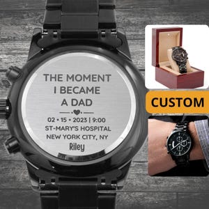 1st fathers day gift | Moment I Became a Daddy | Personalized New Dad Gift with kid name | First Father's Day gift | Father's day watch 画像 1