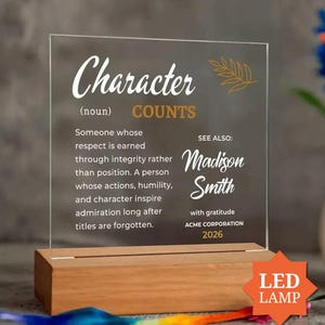 Difference Maker Personalized Gift for Employee, Character Counts Award Plaque, Corporate Appreciation, Executive Leader Recognition