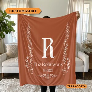 Custom Family Name Blanket, Wedding Anniversary Gift, Housewarming Engagement Gift, Monogram Blanket,  Keepsake Christmas Gift
