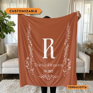 Personalized Family Name Blanket with Monogram, Custom Minky and Sherpa Throw, Housewarming Gift for Mom, Grandma, Christmas, Wedding Gift