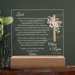 Custom Marriage Prayer Wedding Gift for Bride and Groom - Personalized Christian Plaque for Newlyweds