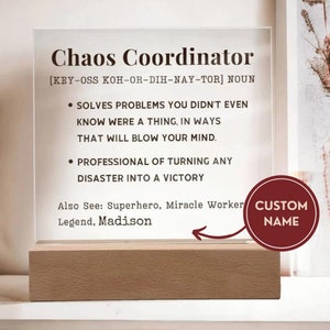 Chaos Coordinator Definition Gifts Custom Plaque, Appreciation Thank You  Gift for Office Manager, Mama, Day Care, Nanny