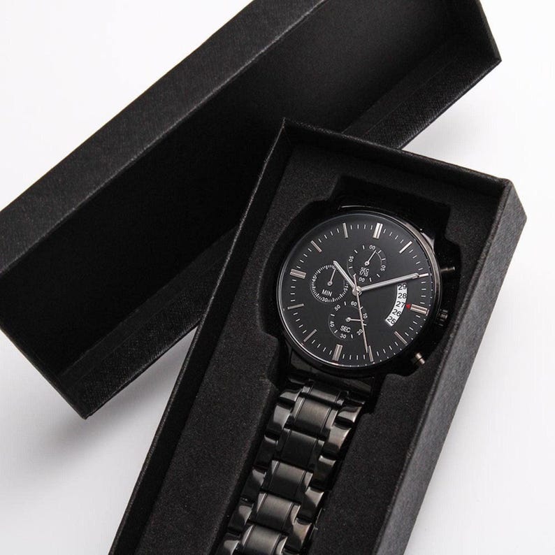 Cadeau fiancé pour mari montre gravée pour homme - vous et moi jusqu'à la fin des temps - cadeau promesse partenaire cadeau Saint-Valentin pour lui image 6