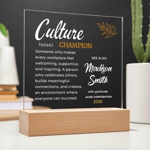 Presente personalizado "Fazedor de Diferença" para funcionários, placa de premiação "Campeão da Cultura", reconhecimento corporativo, reconhecimento de líderes executivos. imagem 6