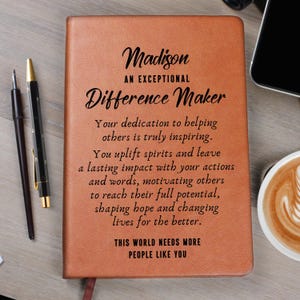 Custom Difference Maker Journal - Personalized Gift for Teachers, School Counselors, Social Workers and Mentors, Inspirational Thoughtful