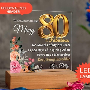 80th year birthday gift for women- Personalized Birthday Gift for Her - Happy Birthday Custom Gift for Female Friend Turning 80