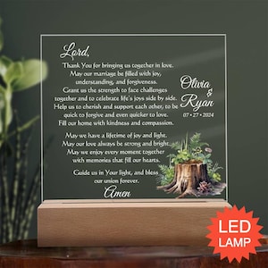 Marriage Prayer Wedding Gift for Bride and Groom - Personalized Christian Plaque for Newlyweds