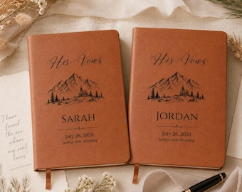 Lot de 2 livres de vœux de mariage personnalisés pour couple, cadeau de fiançailles personnalisé évasion en montagne, cadeau de douche nuptiale pays unique