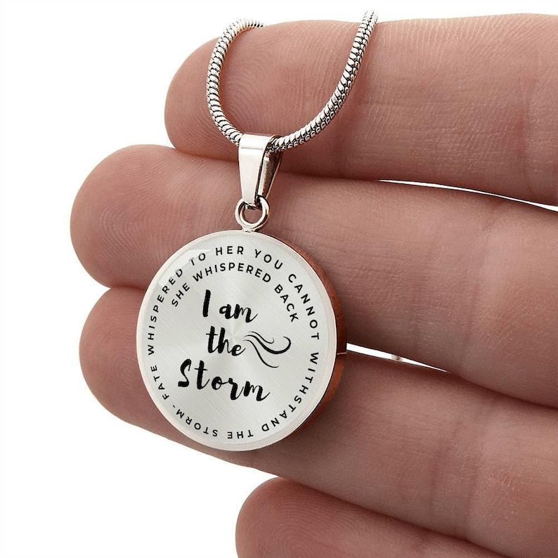 I am the Storm Necklace Personalized Gift Cancer Survivor, breast cancer gifts , Stronger than the storm Engraved Bild 10