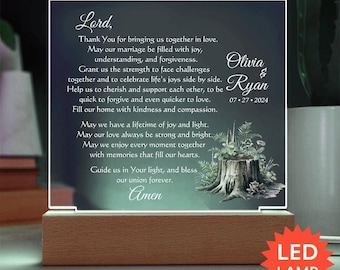 Custom Marriage Prayer Wedding Gift for Bride and Groom - Personalized Christian Plaque for Newlyweds