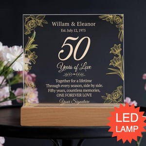 Golden Anniversary Personalized 50 year Anniversary Gift for Couple Married in 1975 - Custom Anniversary Gift for Parents