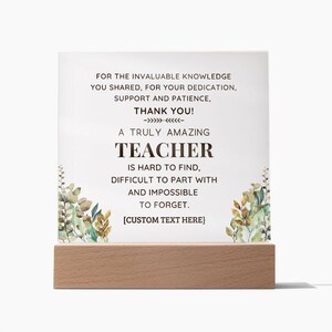 Teacher Personalized Thank You Gift | Hard to Find Impossible to Forget | Custom Acrylic Plaque with LED Light- Thoughtful Gifts