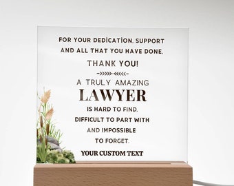 Lawyer Thank You Attorney Appreciation Thank You Custom Plaque, Desk Sign for barrister, Impossible to Forget