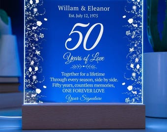 50th Anniversary Gift for Couple Married in 1975 - Custom Anniversary Gift for Parents - Golden Anniversary Personalized Wedding Anniversary