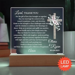 Custom Marriage Prayer Wedding Gift for Bride and Groom - Personalized Christian Plaque for Newlyweds