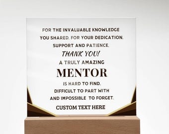 Mentor Gifts Custom Plaque, Appreciation Thank You  Gift for Advisor, Teacher Mentor, Professor, Gift for Mentor Men