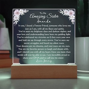 Sister Gift - Custom Special Birthday for Sister-  Desk LED Lamp Acrylic Gift for her - Female Friend Ideas for birthday Gifts
