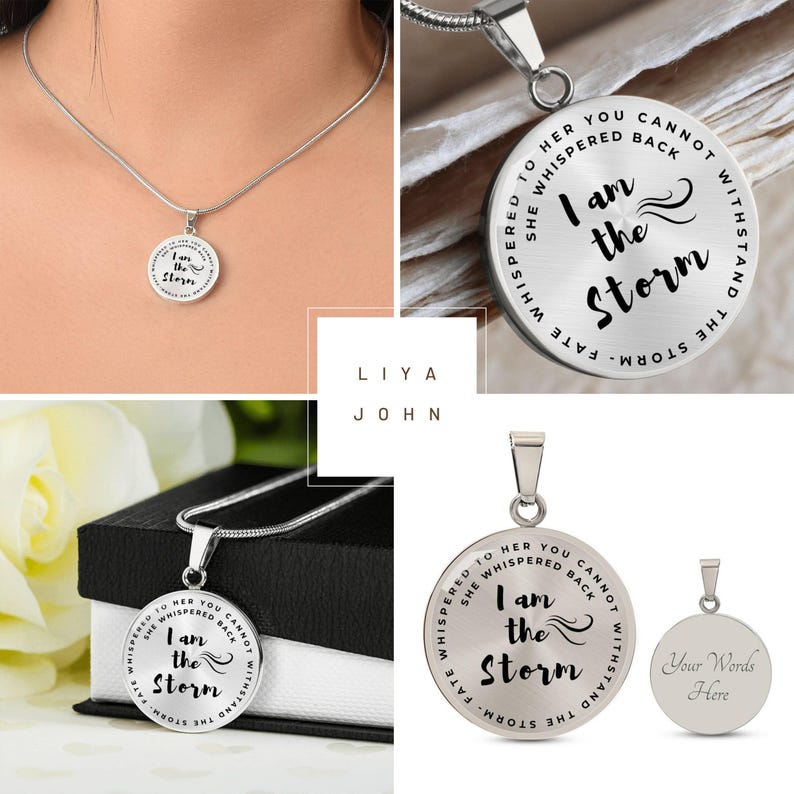 I am the Storm Necklace Personalized Gift Cancer Survivor, breast cancer gifts , Stronger than the storm Engraved Bild 3