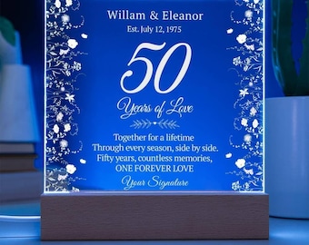 50th Anniversary Gift for Couple Married in 1975 - Custom Anniversary Gift for Parents - Golden Anniversary Personalized Wedding Anniversary