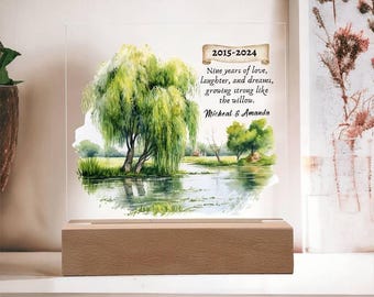 Cadeaux d'anniversaire de saule, cadeau du 9e anniversaire de mariage pour elle, plaque personnalisée, cadeau d'anniversaire personnalisé pour lui,