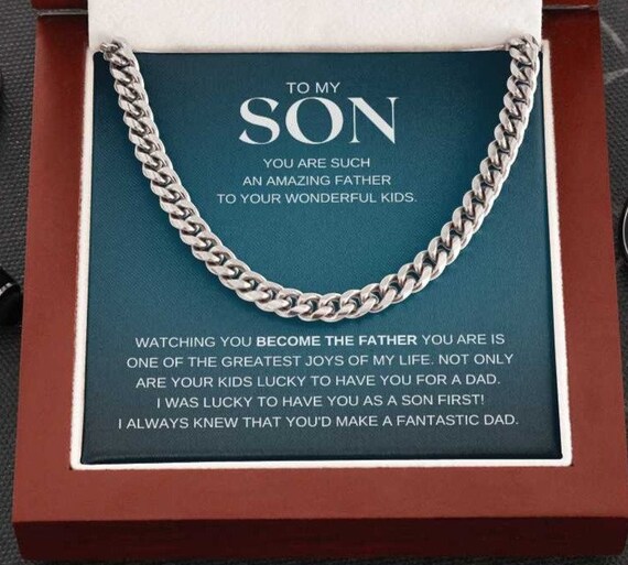 Father Son Gift From Dad Necklace For Him Fathers Day Proud Etsy