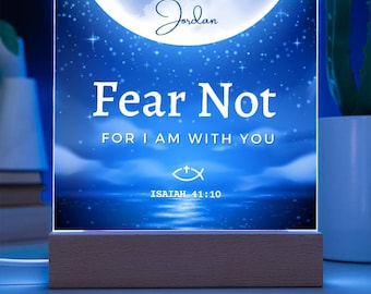 Fear Not Bible Verse Custom Plaque Night Lamp Personalised Encouragement Prayer Christian Gift