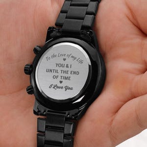 Cadeau fiancé pour mari montre gravée pour homme - vous et moi jusqu'à la fin des temps - cadeau promesse partenaire cadeau Saint-Valentin pour lui image 2