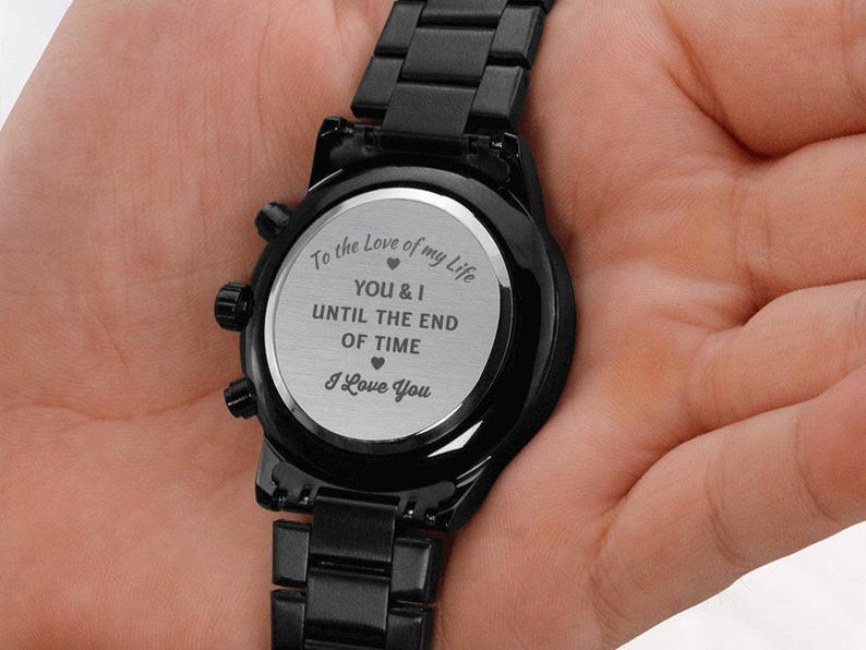 Cadeau fiancé pour mari montre gravée pour homme - vous et moi jusqu'à la fin des temps - cadeau promesse partenaire cadeau Saint-Valentin pour lui image 2