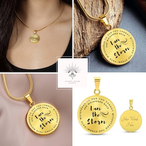 I am the Storm Necklace Personalized Gift Cancer Survivor, breast cancer gifts , Stronger than the storm Engraved Bild 5