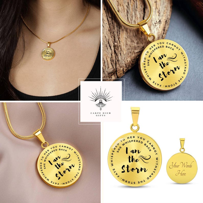 I am the Storm Necklace Personalized Gift Cancer Survivor, breast cancer gifts , Stronger than the storm Engraved Bild 5