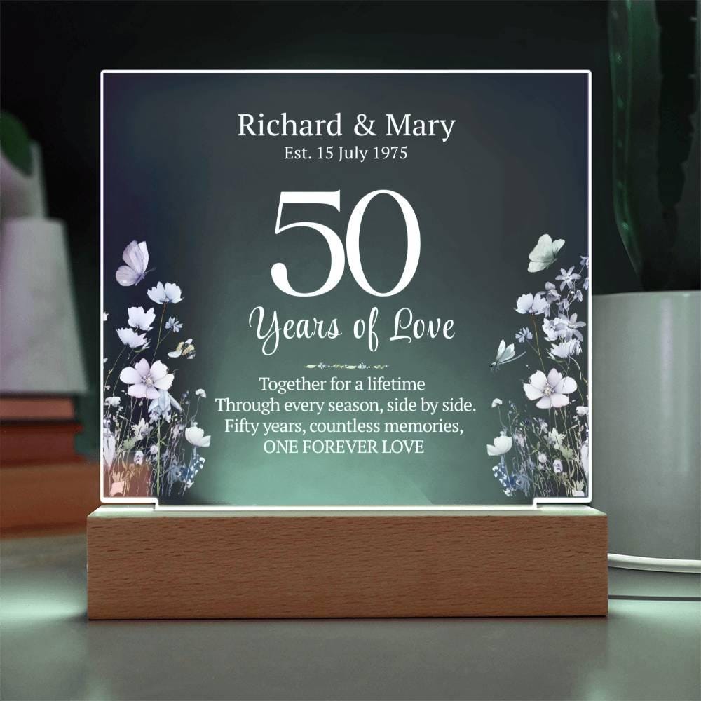 50th Anniversary Gift for Couple Married in 1975 - Custom Anniversary Gift for Parents - Golden Anniversary Personalized Gift