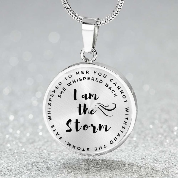 I am the Storm Necklace Personalized Gift Cancer Survivor breast cancer gifts Stronger than the storm pendant - Cancer Engraved Pendant