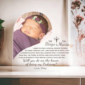 Will you be my Padrinos Godparents Proposal, Padrino Gift, Christian Godfather or Godparents Proposal, Acrylic Plaque for Godmother gift