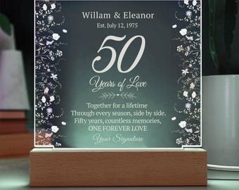 50th Anniversary Gift for Couple Married in 1975 - Custom Anniversary Gift for Parents - Golden Anniversary Personalized Gift