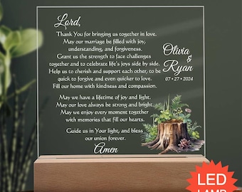 Marriage Prayer Wedding Gift for Bride and Groom - Personalized Christian Plaque for Newlyweds