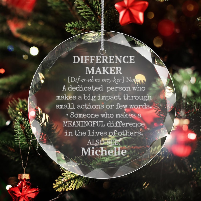 Difference Maker Leadership Gifts Engraved Glass Ornament Keepsake