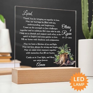 Marriage Prayer Wedding Gift for Bride and Groom - Personalized Christian Plaque for Newlyweds