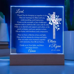 Custom Marriage Prayer Wedding Gift for Bride and Groom - Personalized Christian Plaque for Newlyweds